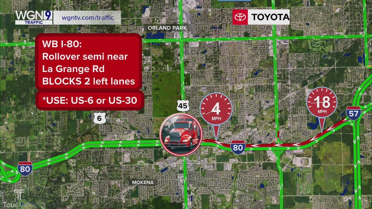 Semi rollover along I-80 in the southwest suburbs causes road closures, early-morning delays