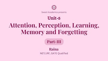 Unit 5 | Part-3 | Attention Perception Learning Memory and Forgetting | UGC-NET/JRF Paper-1