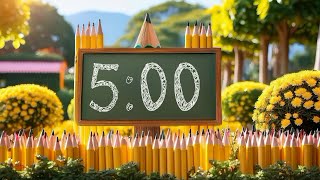 5 Minute Countdown Timer with Music and a pencil garden