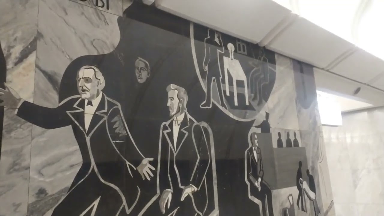 Metro Moscow, Dostoevskaya station - interior view, arrival of the train Fragment 121