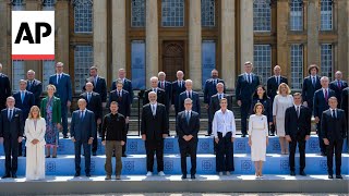 European leaders gather for a family photo at a summit in the UK