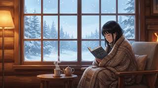 Cozy Winter Cabin Ambience ❄️ Falling Snow Sounds & Relaxing Music for Deep Sleep & Reading