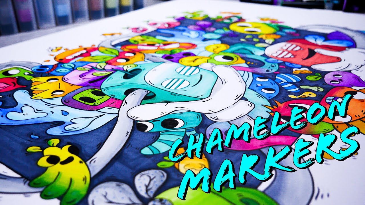 My FIRST BIG DOODLE Art - Chameleon Markers (Satisfying) 