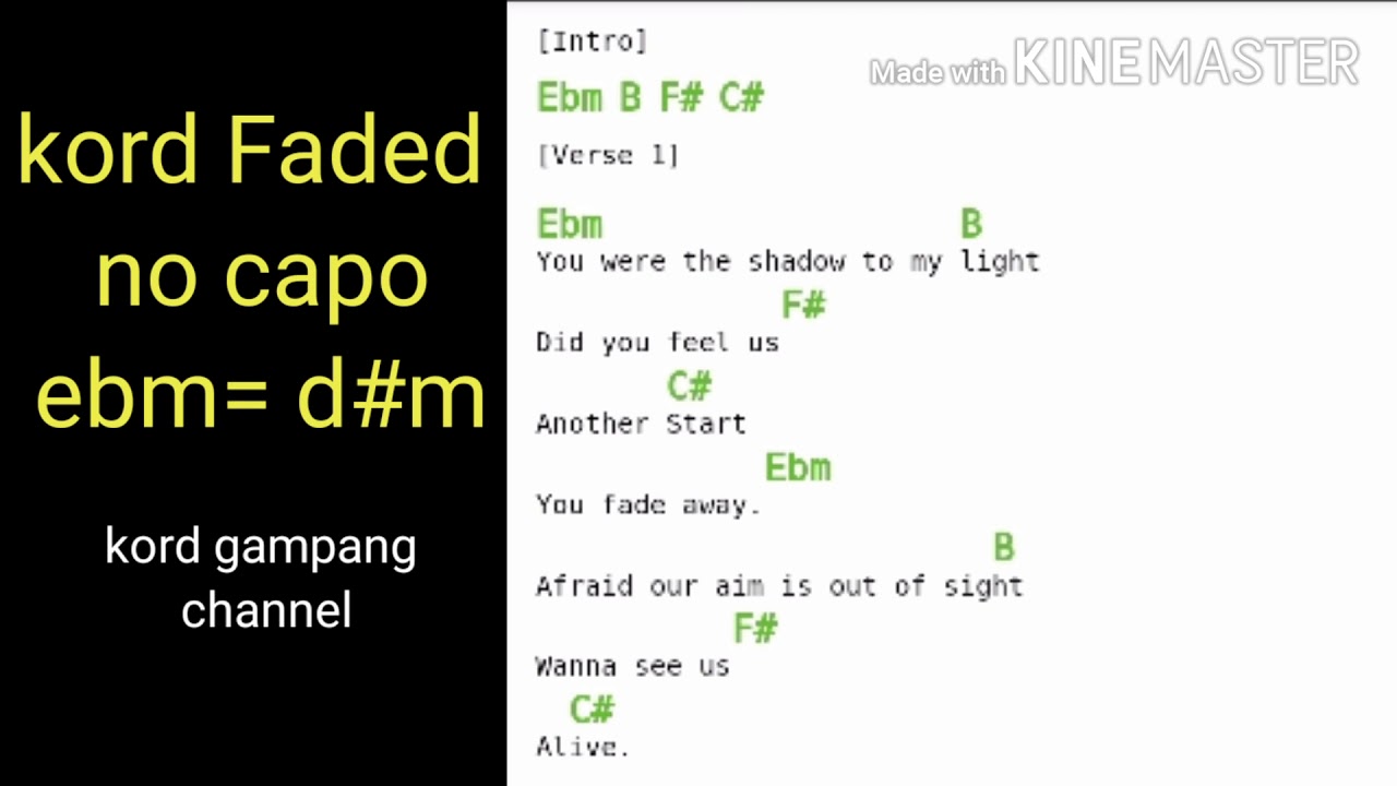 Chord faded Alan Walker no capo (original tune) Piano/Guitar - YouTube
