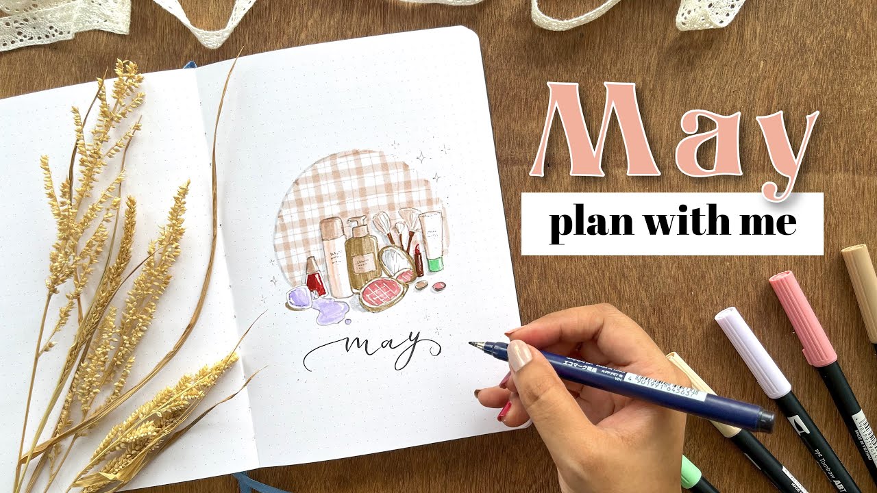 🌷 my May bullet journal setup / makeup theme