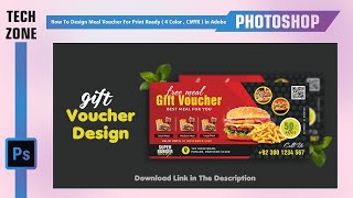 How to Design Meal/Food Gift Voucher | Adobe Photoshop Tutorial | Print Ready (4 Color CMYK )