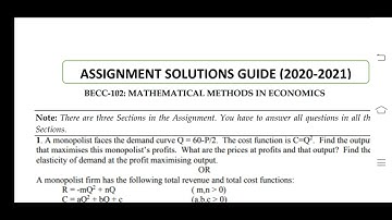 BECC 102 Ignou Solved Assignment