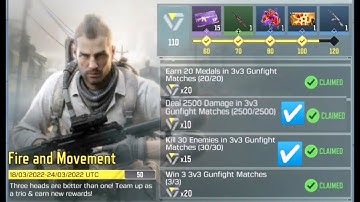 Kill 30 Enemies in 3v3 Gunfight Matches Deal 2500 Damage in 3v3 Gunfight Matches Call Of Duty Mobile