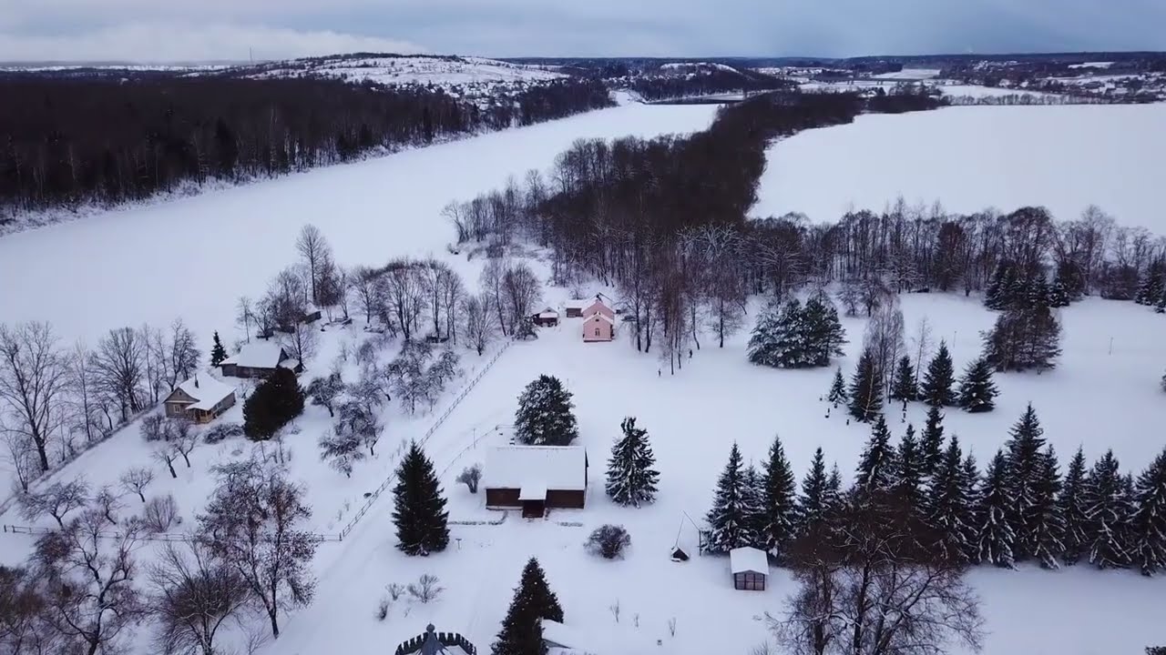Aerial Flight Over a Winter Country Estate ❄️✨ | Stunning Snowy Landscape in 4K