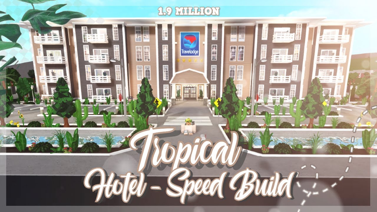 Bloxburg Tropical Hotel Speed Build 1 9 Million P 1 Youtube - roblox bloxburg hotel build