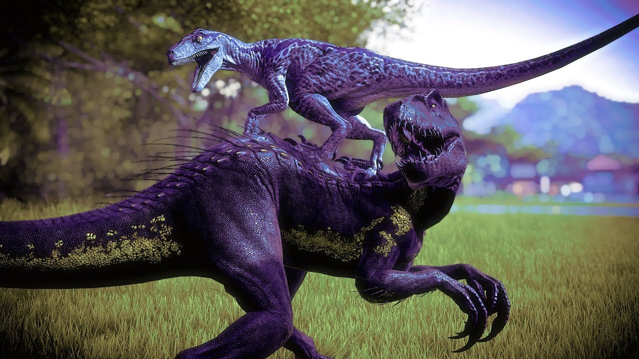Jurassic World Evolution - BLUE VS INDORAPTOR vs T-REX vs INDOMINUS REX - J...