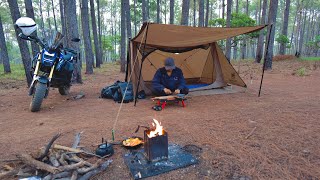 Solo Moto Camping In The Forest  Onetigris Tent