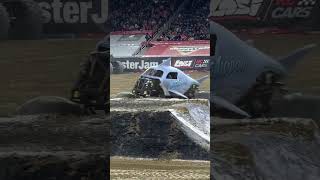Crazy Monster Truck Crash Megalodon #Shorts #Monsterjam #Monstertrucks #Stunts
