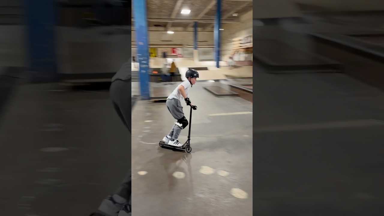 Indoor scooter session on a snow day! 