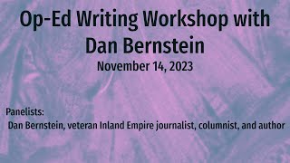 Op-Ed Writing Workshop with Dan Bernstein News