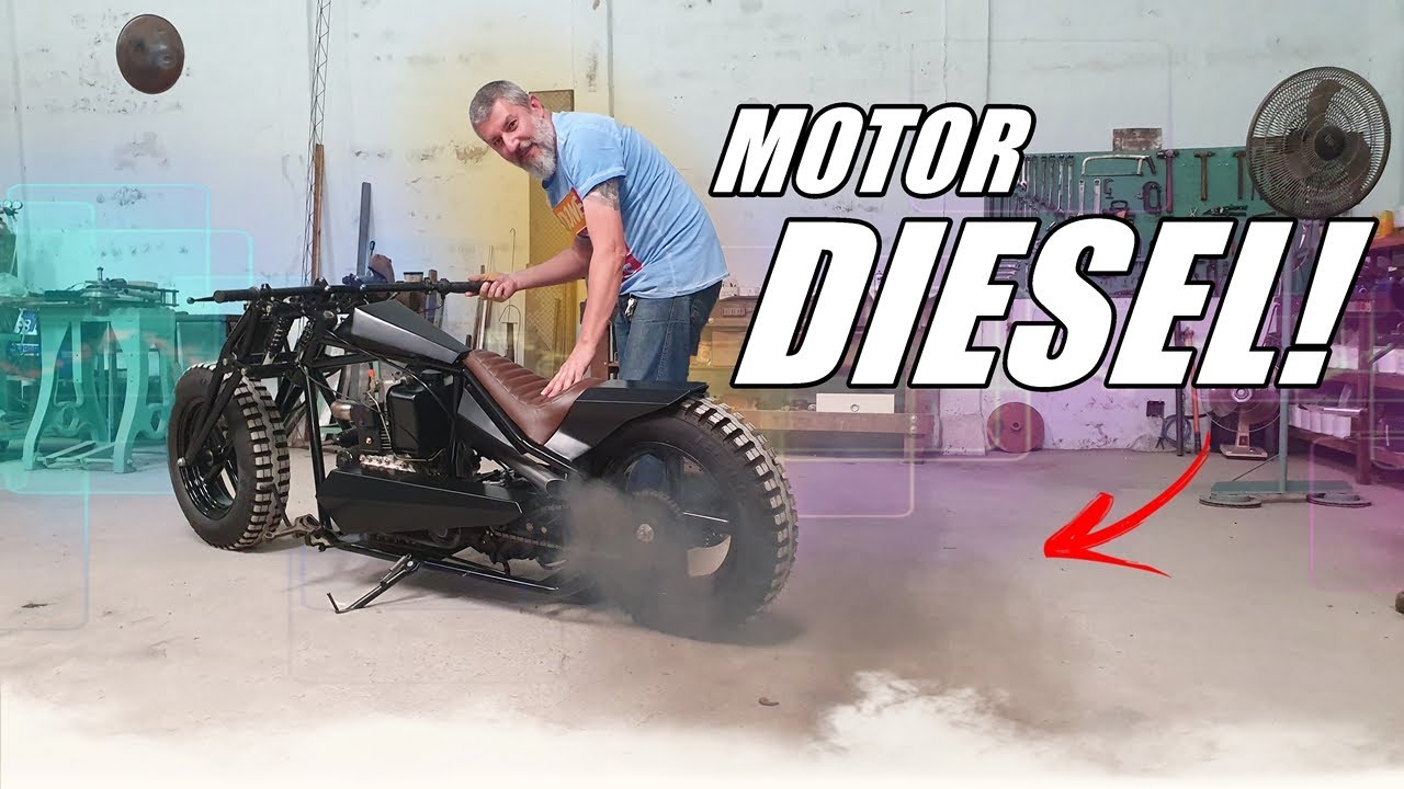 FEITA EM CASA! MOTO MAD MAX MOTOR A DIESEL RODAS DE FUSCA - LEANDRO TORNEIRO