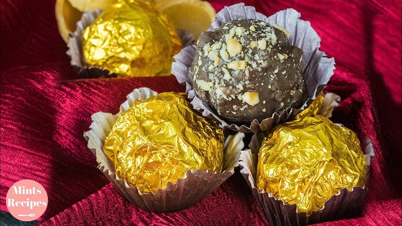 घर पर बनाइये फरेरो रोचेर चॉकलेट | How To Make Ferrero Rocher Chocolate | MintsRecipes