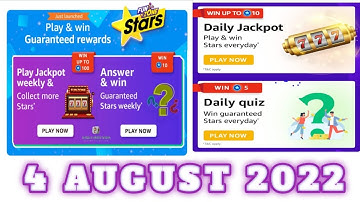 Amazon Daily Funzone Stars Quiz Answers Today|4 AUGUST 2022 | Daily Quiz Time