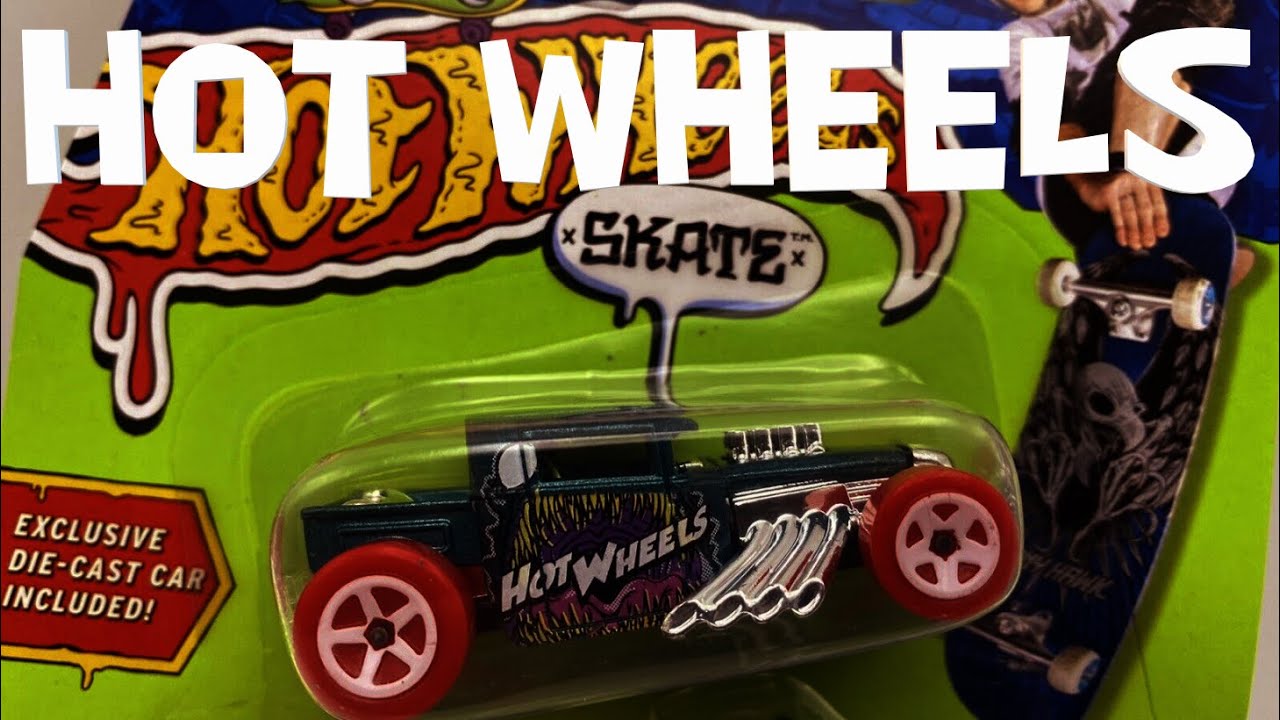 Hot Wheels Skate Boneshaker Tony Hawk Metallic Skateboard and Car