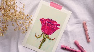 오일파스텔로 장미 꽃 그리기, 오일파스텔 초보를 위한 기초 그림 How to draw a rose with oil pastels for beginners