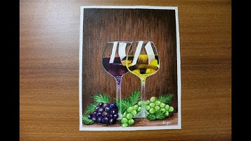 WINE GLASSES With GRAPES PAINTING | Step by Step | Grapes Painting Easy
