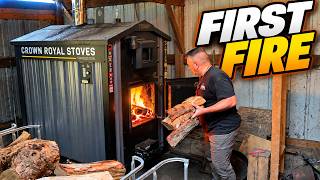 Starting the Outdoor Wood Boiler - This Fire Will Burn for 8 Months