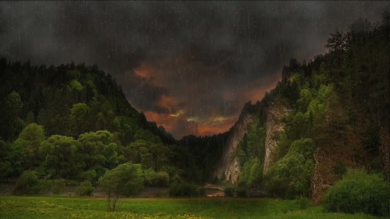 Heavy Rain on Trees 🌧️ Natural Clear Sound | Quiet Life Ambience