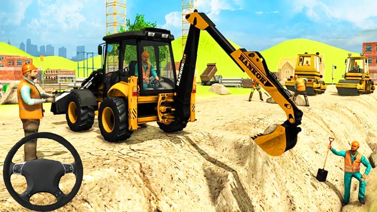 City Gas Pipeline Construction - Excavator Crane Road Roller Simulator - Android Gameplay