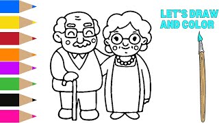 How to DRAW GRANDPARENTS 👴👵💗 | Easy Drawing Videos | Draw with simple shapes  #Littleglamstar