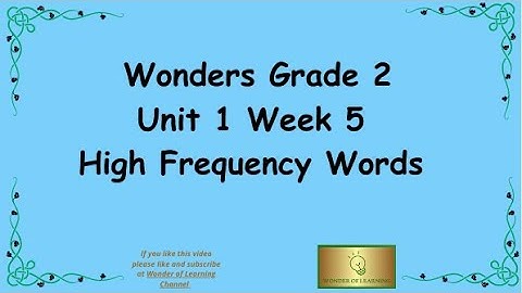 Wonders Grade 2 High Frequency Words Unit 1 Week 5