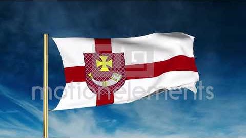 Ventspils Flag Slider Style. Waving In The Win With Cloud Background Animation Stock Animation