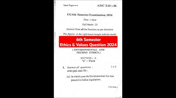 6th Semester Ethics & Values Question 2024