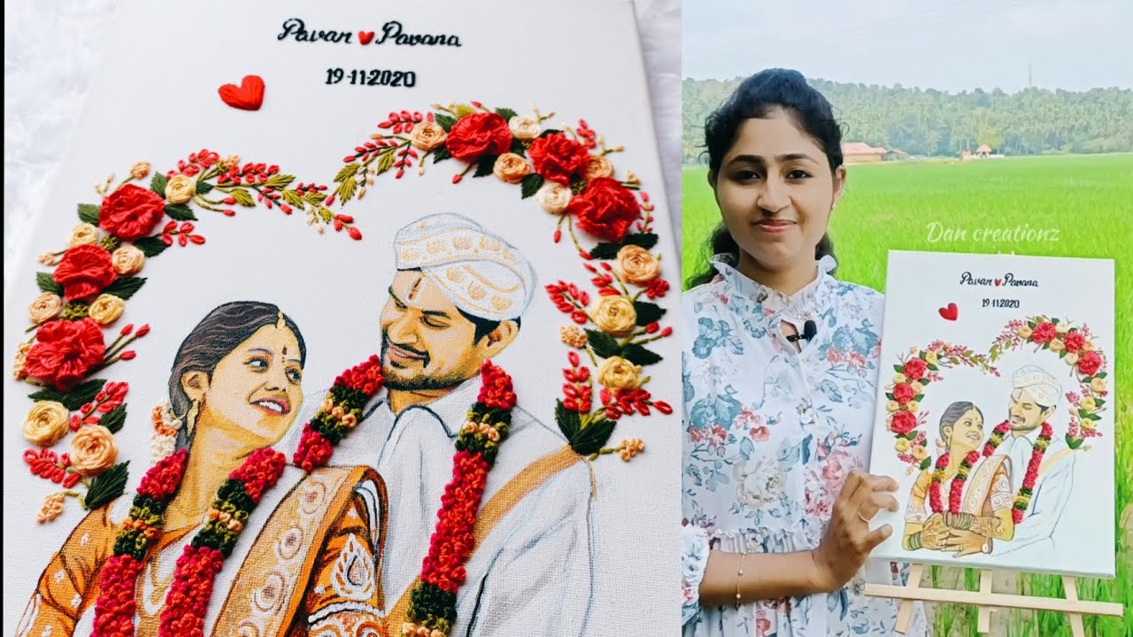 step by step portrait embroidery on canvas board |embroidery tutorial for beginners #handembroidery