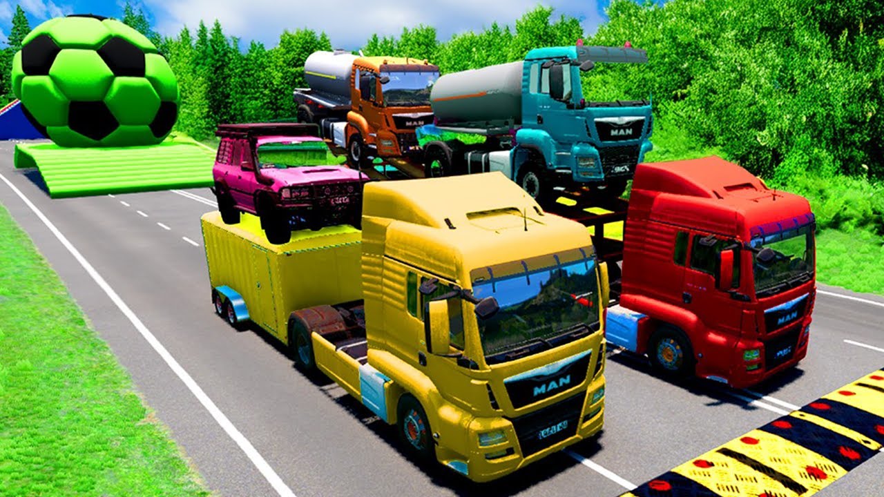 Flatbed Truck Mcqueen | FUN COLOR TRACTOR Transportation #01 - BeamNG.Drive