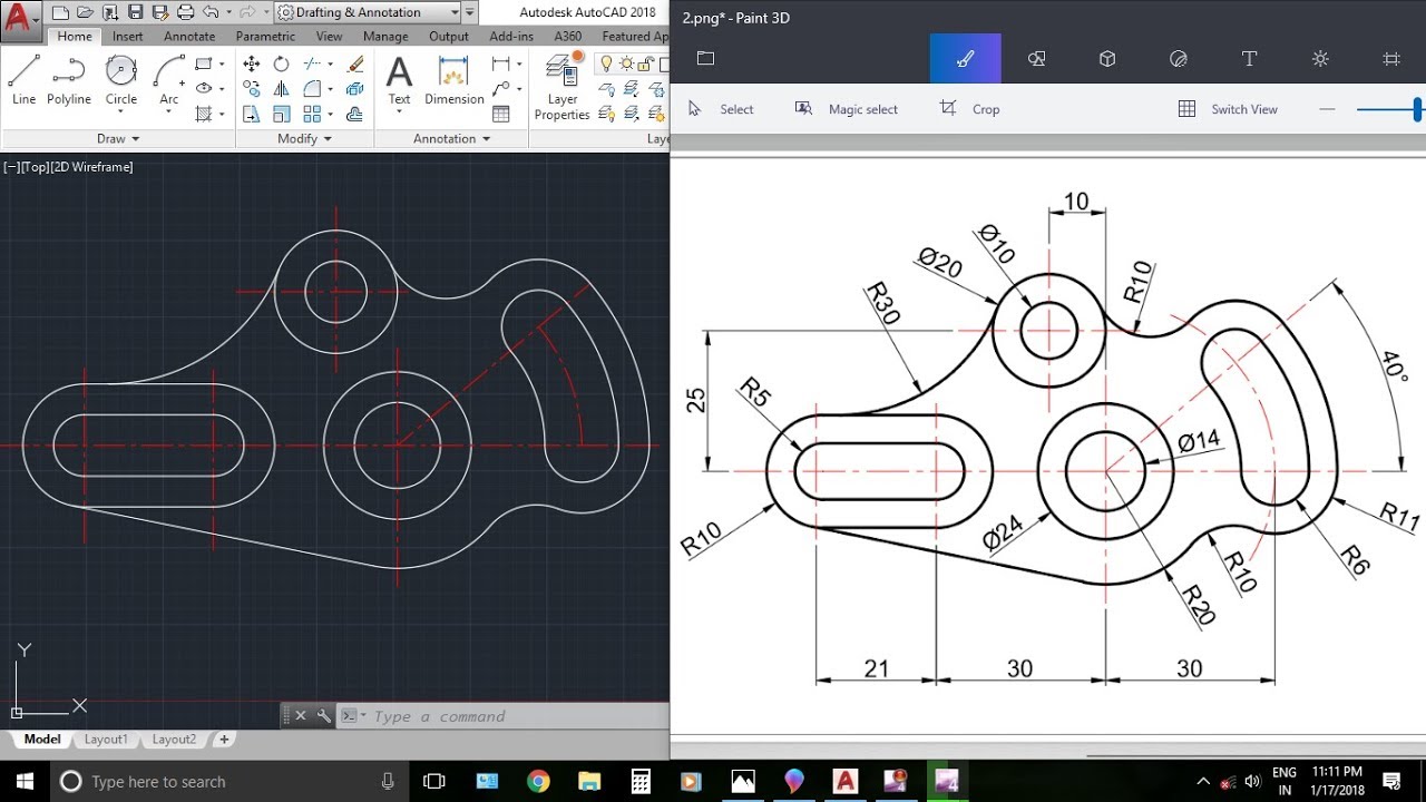AutocAD 2D Practice Drawing / Exercise 2 / Basic & Advance