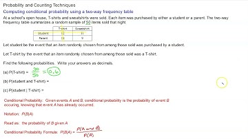 Computing conditional probability using a two way frequency table
