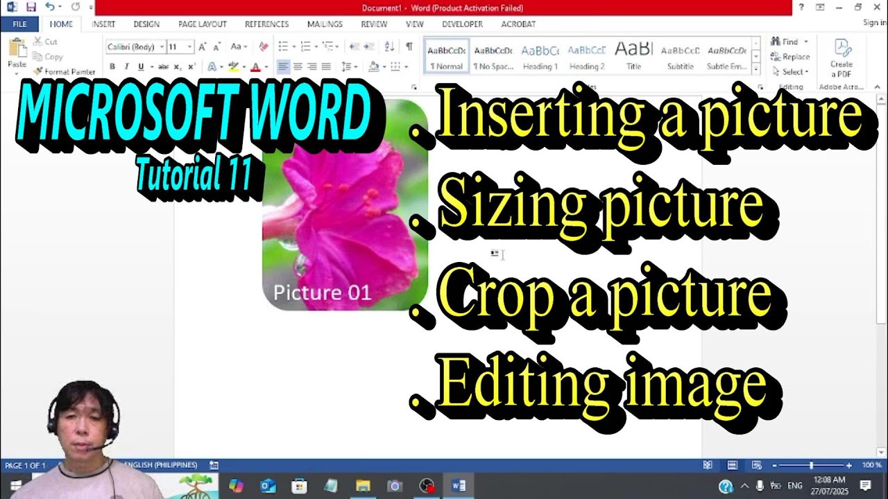 MICROSOFT WORD Tagalog Tutorial 11 - INSERTING PICTURE - YouTube
