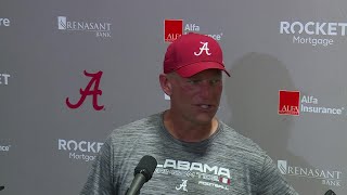 Kalen DeBoer speaks after Alabama football's first day of fall camp