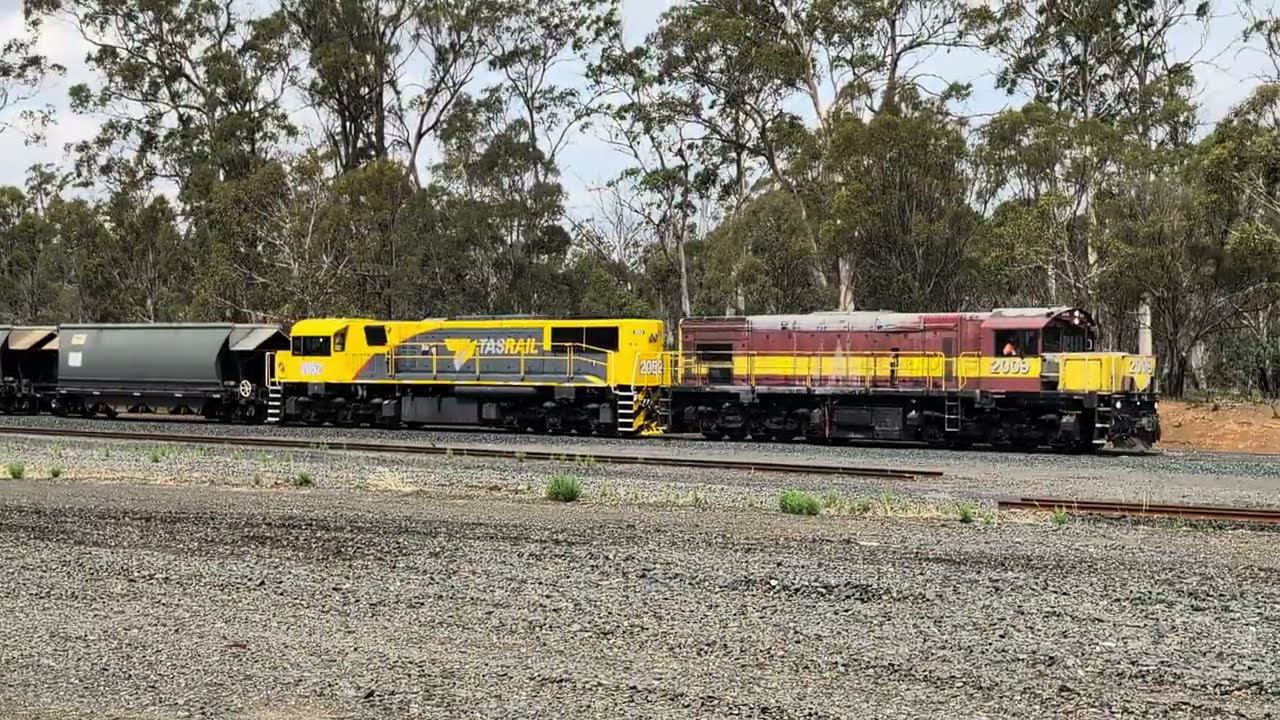 TasRail 2009 2052 #46 Coal train departing Conara Junction