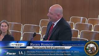 Placer County Elections Office Presentation - Nov. 16, 2021