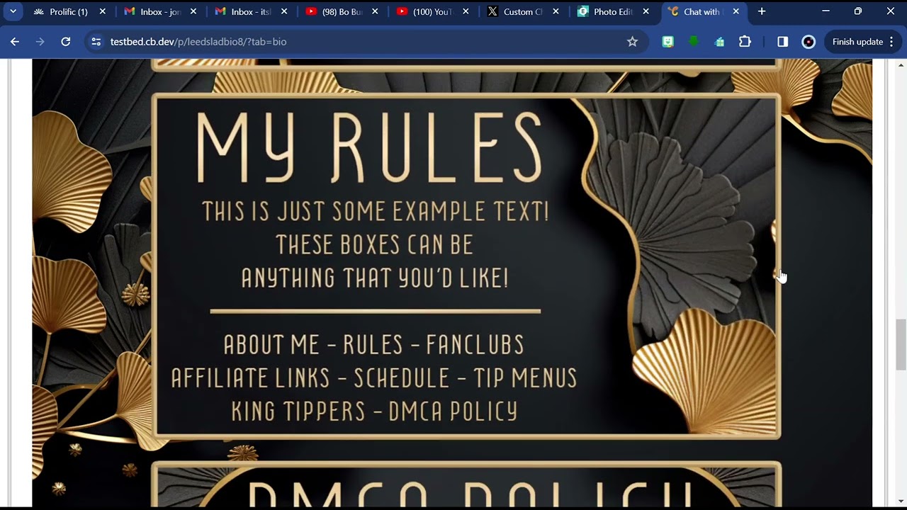 Chaturbate Black/Gold Classy Themed Bio