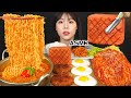 ASMR MUKBANG| 직접 만든 김치 통스팸 김치찌개 열라면 떡갈비 집밥 먹방 & 레시피 FIRE NOODLES AND FRIED SPAM EATING