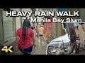 Manila Bay SLUM WALK in the Heavy Rain - [4K]