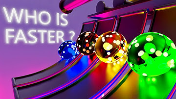 Who is Faster? Softbody Simulation Race Between 4 Neon Balls | C4D4FUN | ASMR