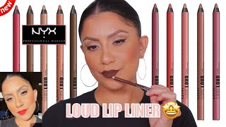 *new* NYX LINE LOUD LONGWEAR LIP LINER + NATURAL LIGHTING LIP SWATCHES & WEAR TEST | MagdalineJanet