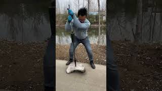 Extreme Axe Tool Test Satisfying Wood Cutting Power