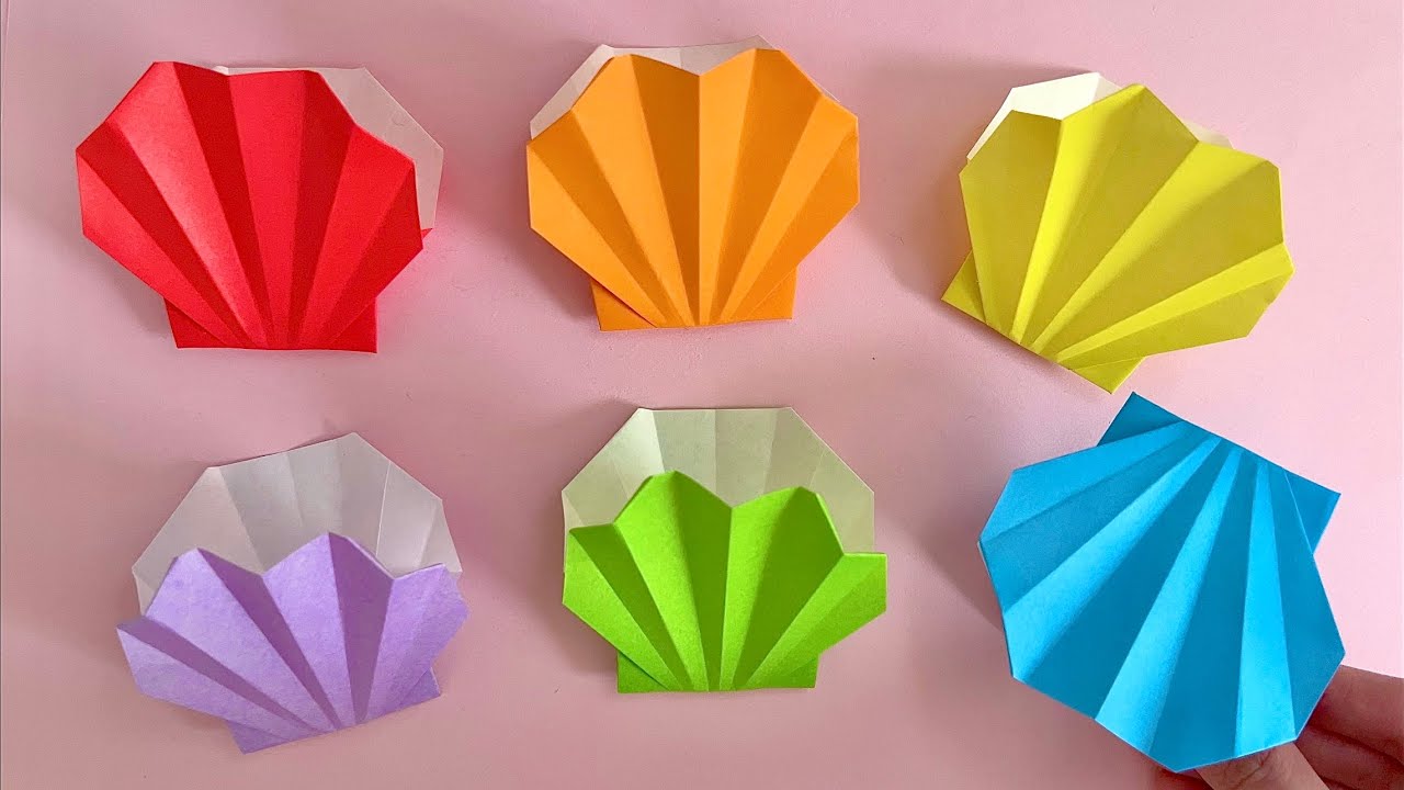折り紙 簡単 可愛い 貝殻 折り方 貝 ホタテ Origami How to make Cute Shell Paper craft DIY