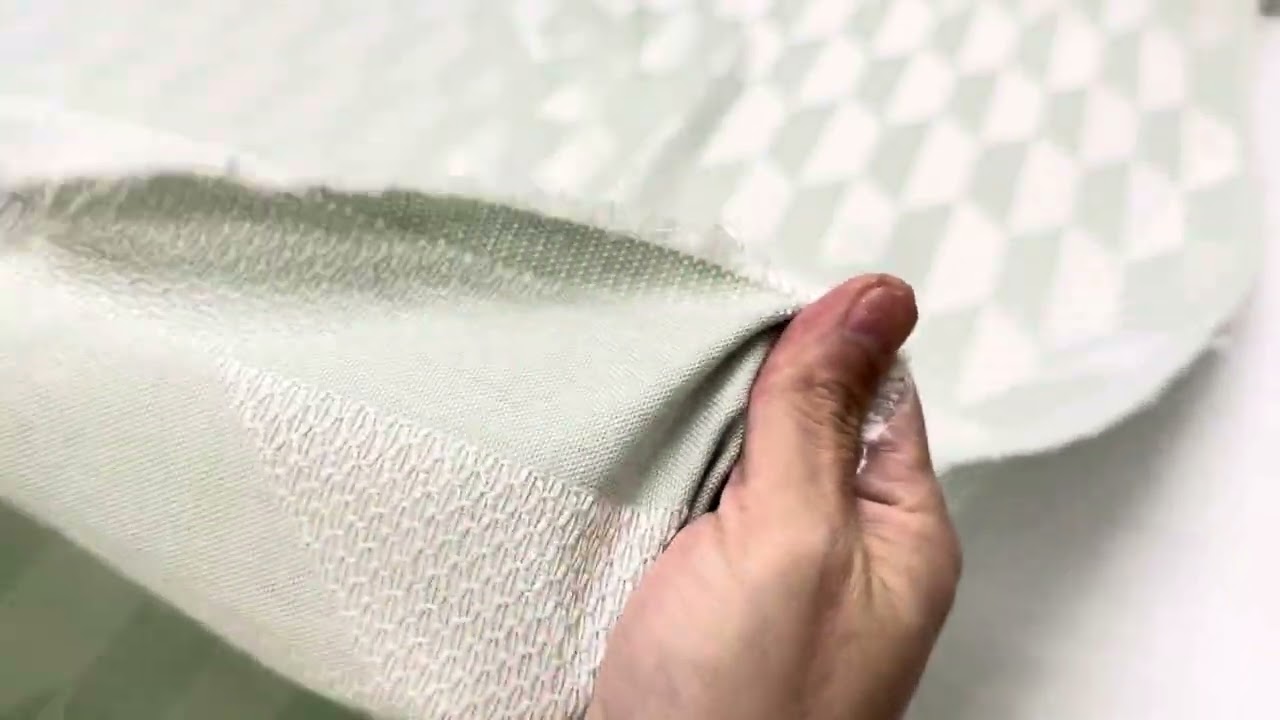 Tissu Jacquard Coton Polyester Géométrique Bicolore Vert de Gris - 223AJCP582