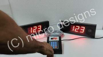 micro designs 3 digit Token Display System with English voice announcement on 2 displays in parallel