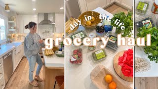 DAY IN THE LIFE | healthy grocery shop & huge haul! easy dinner, at homeworkout, & what i eat!
